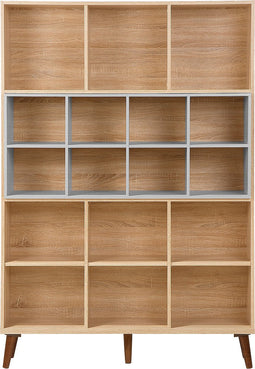 ALLOA - Boekenkast - Lichte houtkleur/Grijs - Spaanplaat