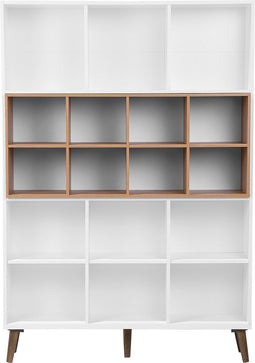 ALLOA - Boekenkast - Wit/ Lichte houtkleur - Spaanplaat