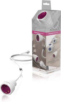 Allocacoc PowerExtension - Verlengkabel - NL/DE (Type F) - Kabel 3 mtr. - Wit/Paars