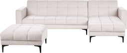 ALNES - Hoekbank met ottomaan - Off-white - Linkszijdig - Polyester