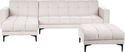 ALNES - Hoekbank met ottomaan - Off-white - Rechtszijdig - Polyester