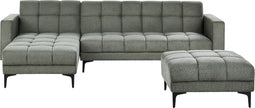 ALNES - Slaapbank met ottomaan - Groen - Rechtszijdig - Stof