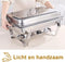 Alora Chafing Dish chrome 3 bakken per 4 - voedsel verwamer - voedsel warmhouden - met deksel - buffetwarmer - roestvrij staal - chrome - warmhoudplaat - bain maria - warmhoudbakken - Warmhoudschalen