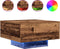 vidaXL - Salontafel - met - LED-verlichting - Oud - Hout - 55x55x31 - cm