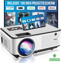Strex Beamer ANDROID - Mini Projector - 7000 Lumen - 1920x1080P - Incl. 100" Projectiescherm