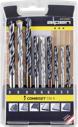 Alpen 0000802102100 TM 9 Universeel boor assortiment 9-delig