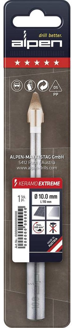 Alpen 0030001000100 Tegelboor 10 mm Gezamenlijke lengte 120 mm Cilinderschacht 1 stuk(s)