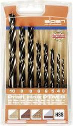 Alpen 600093100 Hout-spiraalboorset 8-delig 3 mm, 4 mm, 5 mm, 6 mm, 8 mm, 10 mm Cilinderschacht 1 set(s)