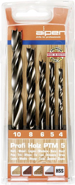Alpen 600114100 Hout-spiraalboorset 5-delig 4 mm, 5 mm, 6 mm, 8 mm, 10 mm Cilinderschacht 1 set(s)