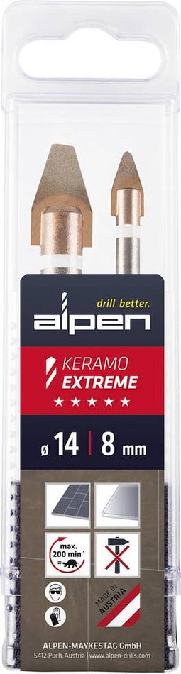 Alpen Keramo extreme ATM2 0000300002100 Glas- en keramiekborenset 10 mm 1/4 (6.3 mm), Cilinderschacht 2 stuk(s)