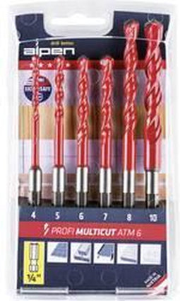 Alpen MultiCut 0000100802100 Carbide Multifunctionele boorset 6-delig 1/4 (6.3 mm) 1 stuk(s)