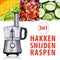 alpina 3-in-1 Foodprocessor - 1L - 600W - Food Chopper en Keukenmachine - 2 Snelheden - Hakken, Snijden en Raspen - Aluminium - Zilver