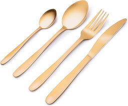 alpina Bestek Set 16 Delig - 4 Personen - Lepels - Messen - Vorken - Mat Goud