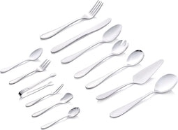 alpina Bestekset 12 Persoons - Bestek Set 70 Delig incl. Lepels, Messen en Vorken - Vaatwasserbestendig - RVS - Zilver