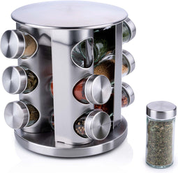 alpina Draaibaar Kruidenrek met Potjes - Ø 19 x 23 CM - 360 º Draaibaar - 12 Potjes - RVS