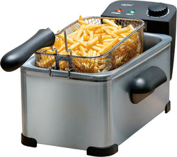 alpina Frituurpan 3 Liter - Friteuse met Instelbare Thermostaat - Frituur met Uitneembare Mand - Frietpan 2000W - 32,3 x 20,5 x 18,9 cm - RVS