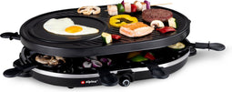 alpina Gourmetstel 8 Personen - Gourmetset - Bakplaat met Pannetjes en Spatels - Raclette Grill voor Gourmetten - 1200W