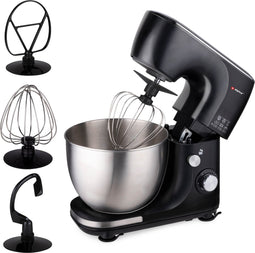 alpina Keukenmachine - Keukenrobot - 5L RVS Mengkom - 3 Accessoires - Zwart