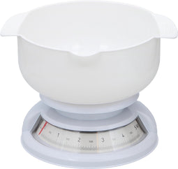 alpina Keukenweegschaal met Kom - Weegschaal Analoog - tot 5 kg - Wit