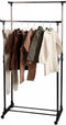 alpina Kledingrek op Wieltjes - Dubbele Stang - in Hoogte Verstelbaar - 93 tot 158 cm - Zwart/Zilver