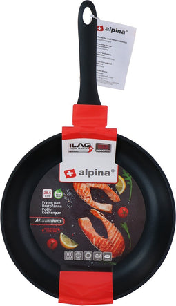alpina Koekenpan 28 cm - Hapjespan met Anti-Aanbaklaag - Skillet voor Alle Warmtebronnen - Ook voor Inductie - PFOA-Vrij - Zwart