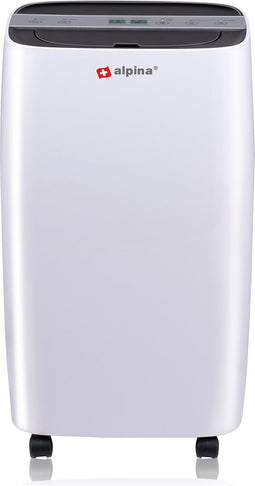 alpina Luchtontvochtiger en Luchtreiniger - Stille Ontvochtiger: 46 dB - Vochtvreter 100M³ - Ontvochtigt tot 10L per Dag - Dehumidifier op Wielen - Wit