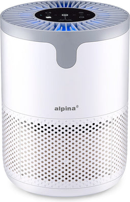 alpina Luchtreiniger met HEPA Filter H13 - Air Purifier met Ionisator voor Ruimtes 5-10 m2 - Lucht Reiniger 60 m³/h - Air Cleaner met 3 Snelheden - 230V/12W - Wit