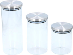 alpina Opbergpotten 3 Stuks - 650/950/1400 L - RVS/Glas