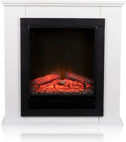 alpina Sfeerhaard Elektrisch Geneva - Sfeerhaard met Schouw 1800W - Electrische Haard met Verwarming, Bedieningspaneel en Timer - Kachel Elektrisch met LED Vlammen - Vrijstaand - Wit