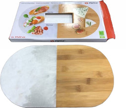 alpina Snijplank en Borrelplank - Tapasplank - 27 x 22 cm - Bamboe en Marmer