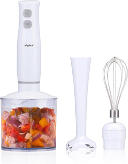 alpina Staafmixer Set - Handmixer met Hakmolen, Pureerstaf en Garde - Elektrische Mixer en Blender 400W - Wit