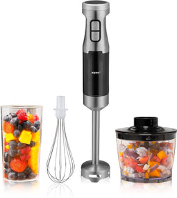 alpina Staafmixer Set HB6700F-N - Staafmixer met Hakmolen - Handmixer Elektrisch - Garde - Klopper - 1000W - Incl. 700ML Maatbeker - Mixer 4-in-1 - BPA-Vrij - RVS