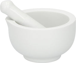 Alpina Vijzel met stamper - wit - keramiek - D8 cm - keuken artikelen - klein model