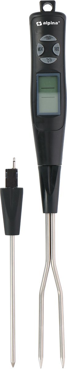 Alpina Vleesthermometer - Digitaal - Voorgeprogrammeerd - 2 Probes - RVS/ Zwart