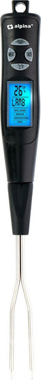 Alpina Vleesthermometer - Digitaal - Voorgeprogrammeerd - 2 Probes - RVS/ Zwart