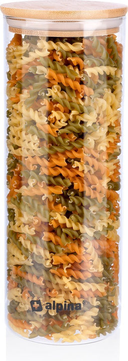 alpina Voorraadpot 1.5L - Glazen Pot met Deksel - Bewaarpot van Borosilicaatglas/Bamboe