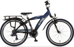 Alpina Yabber fiets - 24 inch - Jet Black Metallic / Sporty Blue - Crossfiets - Jongensfiets - Zwart/Blauw