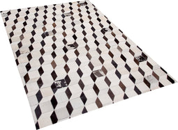 ALPKOY - Patchwork vloerkleed - Beige - 160 x 230 cm - Koeienhuid leer