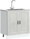vidaXL - Spoelbakonderkast - Porto - 80x46x81,5 - cm - bewerkt - hout - betongrijs