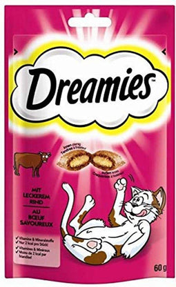 Catisfactions - Dreamies - Rundsvlees - 60gram - Katten snack - Traktatie - Katten snoepjes - Krokant vanbuiten - Zacht vanbinnen