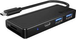 Icy Box IB-HUB1423CR-C3 - USB 3.0 HUB met Kaartenlezer - 2x USB-A 1x USB-C - Zwart