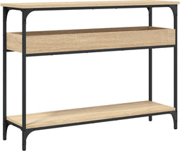 vidaXL - Wandtafel - met - schap - 100x29x75 - cm - bewerkt - hout - sonoma - eikenkleur