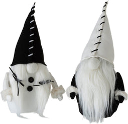 J-Line kerstfiguur Kerstman - textiel - zwart/wit - 2 stuks