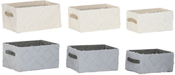 Basket spelset Home ESPRIT Grijs Crème 35 x 25 x 18 cm (3 Onderdelen) (2 Stuks)