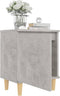 vidaXL - Nachtkastje - met - massief - houten - poten - 40x30x50 - cm - betongrijs