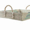 Set van trays DKD Home Decor Wit Turkoois Natuurlijk Tropisch 48 x 38 x 15 cm Metaal (2 Stuks)