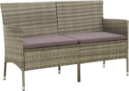 vidaXL - Tuinbank - 3-zits - met - kussen - poly - rattan - grijs