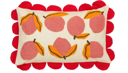 Mica Decorations Vita - Sierkussen - Gekartelde rand fuchsia - Wit / roze / rood - 65 x 45 cm