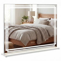 Coast Hollywood - LED Make-upspiegel - Dimbare verlichting 3 lichtkleuren 80 x 60 cm - Wit