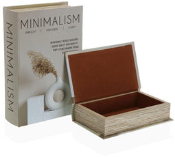 Versa - Decoratieve Doos - Minimalism Canvas Hout MDF Boek - Beige (2 stuks)
